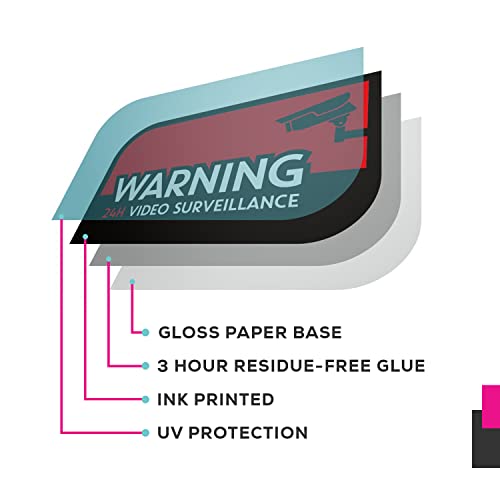Quality Clever Security Camera Sticker Cctv Warning, Pack Of 10 - Uv & Weather Resistant Decal Label For Home, Windows, Car, & Office - Deter Criminals & Avoid Theft - 24H Video Surveillance Label #TOP2