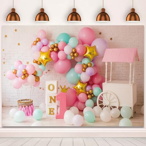 Toile de fond 1er anniversaire fille sans reflet pour studio photo