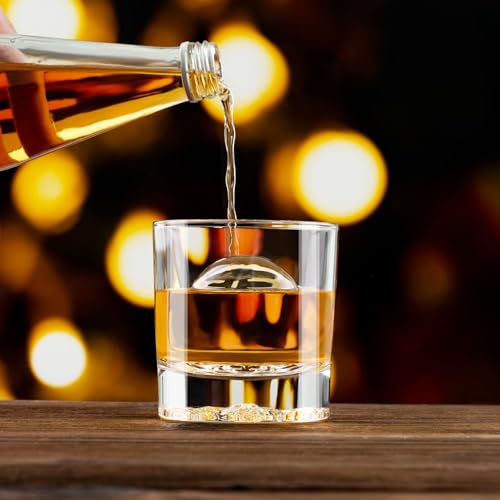 PARACITY Whiskey Glasses Set of 2, Lion Pattern Thick Bottom, 10.6oz/300ml Crystal Glasses for Whisky Glass, Gin, Vodka, Cocktail Glasses, Whisky Gift Set, Suitable for use in Bars, Parties and Homes