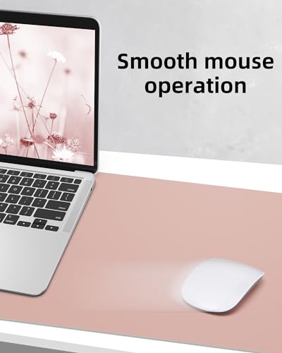 Image of AFIING Leather Desk Pad Protector,Mouse Pad,Office Desk Mat, Non-Slip PU Leather Desk Blotter,Large Desk mat,Waterproof Keyboard mat for Office /Home /Decor (Pink,55 inch inch x 17 inch inch)