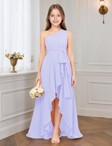 Junior Bridesmaid Dresses for Teen Girls One Shoulder Chiffon Flower Girl Dress Sleeveless for Wedding Party Pageant4