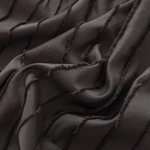 Bed Skirt, Bed Skirt King Size, Ruffled Bed Skirt with Split Corners, King Bed Skirt 14 Inch Drop, Striped Boho King Size Bed Skirts, Black -14'' King