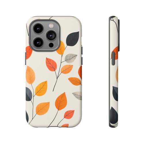 Coque iPhone 14 Pro orange finis les chocs avec le motif feuilles d'automne