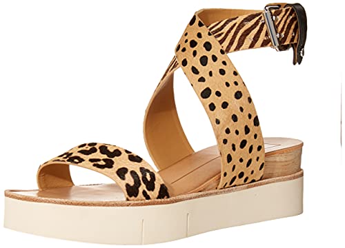 Dolce Vita Women s Panko Wedge Sandal, LEOPARD MULTI CALF HAIR, 7.5