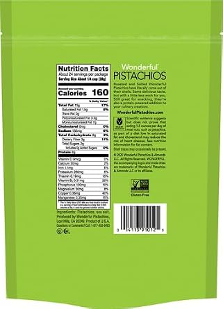 Wonderful Pistachios No Shells, Roasted & Salted Nuts, Resealable Bag, Protein Snacks, Gluten Free, Healthy Snack,24 Ounce (Pack of 2)