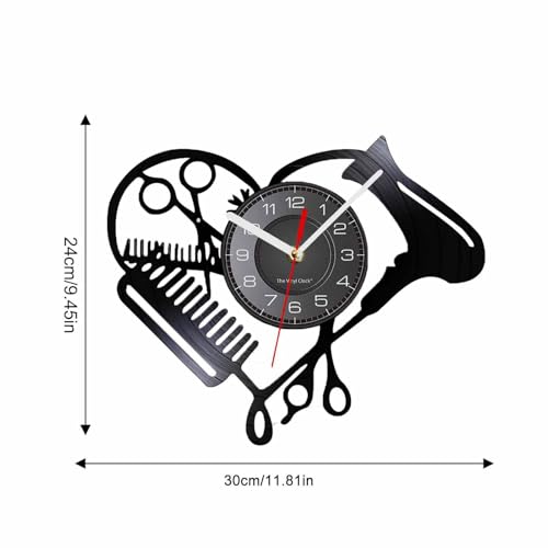 Horloge murale LED de coiffure silencieuse avec ciseaux et peigne - 3