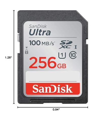 Image of SanDisk 256GB Ultra SDXC UHS-I Memory Card - 100MB /s, C10, U1, Full HD, SD Card - SDSDUNR-256G-GN6IN