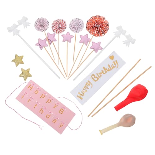 HOOTNEE 12 Piezas De Decoración Para Tartas De Feliz Cumpleaños Decoración Para Tartas De O Niña Decoración Para Tartas De Celebración Decoración Para Fiestas De Té Decoración Festiva