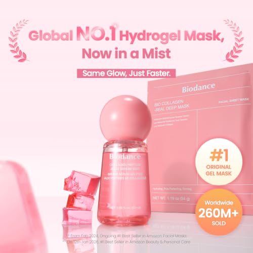 Image of BIODANCE Collagen Peptides Jelly Serum Mist, Hydrating Face Mist, Plumping, Anti-Aging Face Spray, Sprayable Hydrogel, Travel Essentials & Self Care Gifts for Women, Korean Skin Care | 1.69 fl.oz
