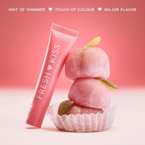 Image of ColourPop Fresh Kiss Glossy Lip Balm - Hydrating Lip Care Enriched with Peptides + Hyaluronic Acid - Pearlescent Shimmer Finish - Vegan + Cruelty-Free - Peach Mochi (0.49 oz)