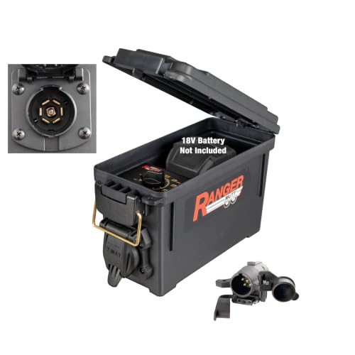 Image of Innovative Products of America Light Ranger MUTT: USA Made Universal Portable & Water-Resistant Trailer Light Tester for 7-Way Spade (J2863) with Adapter (Compatible with Milwaukee 18V Batteries)