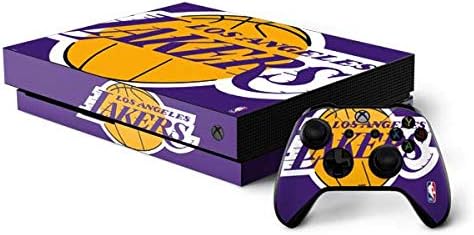 Skinit Decal Gaming Skin Compatible with Xbox One X Bundle - Officially Licensed NBA Los Angeles Lakers Large Logo Design