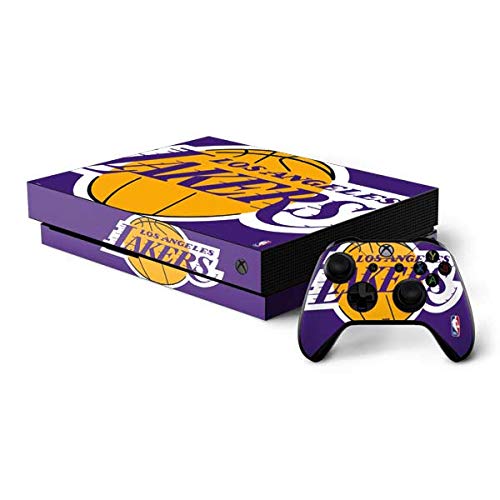 Skinit Decal Gaming Skin Compatible with Xbox One X Bundle - Officially Licensed NBA Los Angeles Lakers Large Logo Design
