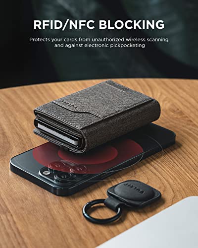 Image of VULKIT Aluminium Pop Up Card Wallet With Airtag Holder Rfid Blocking Credit Card Holder With Banknote Compartment & Id Window, Grey, Minimalist