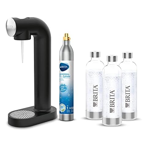 BRITA Wassersprudler sodaONE schwarz inkl. CO2-Zylinder und 3 BPA-freien PET-Flaschen I Macht aus Leitungswasser prickelndes Sprudelwasser (bis zu 60l pro Zylinder) Cover