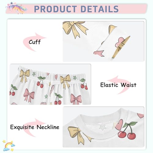 Pajama Sets Long Sleeve Cowboy Hats Cherries Bows Stars Soft Comfy Sleepwear 2 Piece PJS 3-8T4
