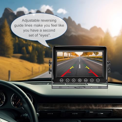 Image of Wired Reverse Rear View Backup Camera 7 inch 1080P AHD Monitor, IP69K No Water Leakage Camera, Night Vision, Vibration-Proof 10G for Excavator /Tractor /Truck /Caravan /Skid Steer /Heavy Equipment BX71