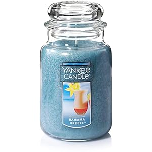 Yankee Candle Bahama Breeze Scented, Classic 22oz Large Jar Single Wick Candle, Over 110 Hours of Burn Time, Blue