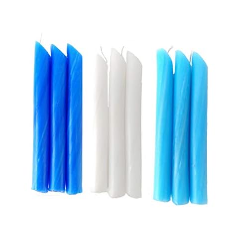 Candlestock Colors of The Sky Drip Candle Pack - Set of 9 Blue and White Dripping Wine Bottle Candles Cover