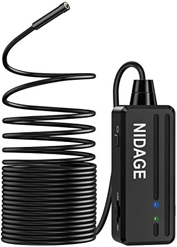 Wireless Endoscope Camera, NIDAGE WiFi 5.5mm 1080P HD Borescope Inspection Camera for iPhone Android, 2MP Semi-Rigid Snake Camera for Inspecting Motor Engine Sewer Pipe Vehicle (33FT)