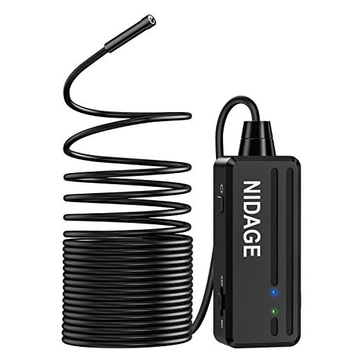 Wireless Endoscope Camera, NIDAGE WiFi 5.5mm 1080P HD Borescope Inspection Camera for iPhone Android, 2MP Semi-Rigid Snake Camera for Inspecting Motor Engine Sewer Pipe Vehicle (33FT)