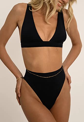 Women Sexy Brazilian Bikini Sets 2 Piece Cheeky Triangle Bikini V Neck Swimsuit high Cut Thong Bottom3