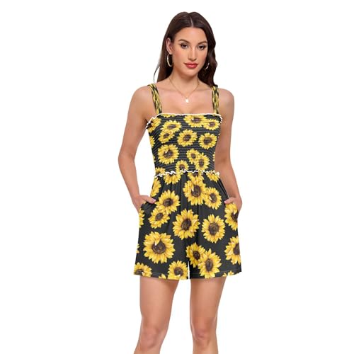 Barboteuse fleurie femme à col carré et short décontracté