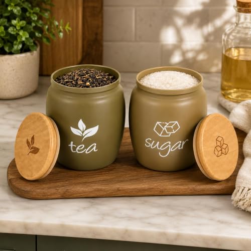 Image of Premium 3in1 Combo 1.8L Stainless Steel Electric Kettle with 360 Swivel Base & Light Indicator, with 2 Airtight Glass Tea, & Sugar Storage Jars, 550ml Each,Ideal for Home and Gifting