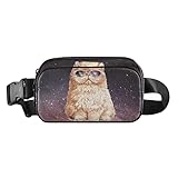 Funny Cat Galaxy Fanny Packs for Women Men Crossbody Bag Fashion Waist Packs Waterproof Sling Bag Belt Bag Waist Pouch with Adjustable Strap for Outdoors Shopping Valentines Day Gifts Workout Traveling Hiking