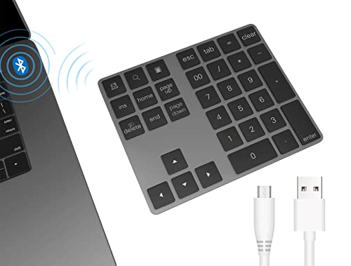 Pubiohs Ziffernblock Bluetooth, Kabelloses Numpad mit 34 Tasten, Tragbarer Mini Numeric Keypad...