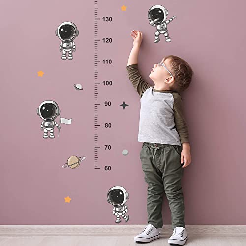 Buiory Removable 3D Black Space Astronauts Height Growht Chart Wall Decals Diy Vinyl Peel And Stick Measurement Growing Ruler Wall Stickers Decor For Kids Children Baby Boys Bedroom Nursery Classroom Playroom Home Walls Background Decoration #TOP6