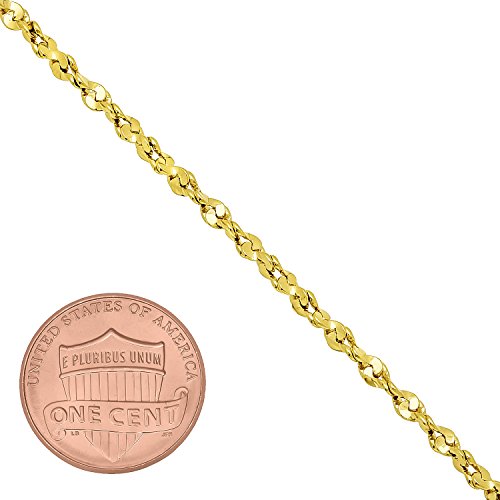 Image of 2mm-3mm 14k Yellow Gold Plated Twisted Singapore Chain Link Bracelet