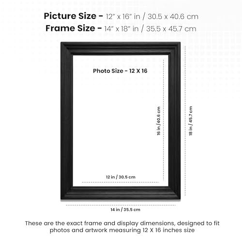 Image of Handmade Wooden Rectangular Photo Frame, 12 x 16 inch Display for Artworks, Pictures and Photos of Your Loved Ones, Best for Home, Office, Wall Decor, Living Room, Bedroom, Black