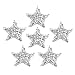milageto 6-Packs Mini Stern Patches Eisen auf Patches Abzeichen Selbstklebende Funkelnden Strass Pentagramm Aufkleber Patch DIY Kleidung Zubehör - Silber