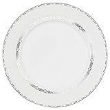 Lorren Home Trends La Luna Bone China 57-Piece Silver Embossed Design Dinnerware Set Thumb #4
