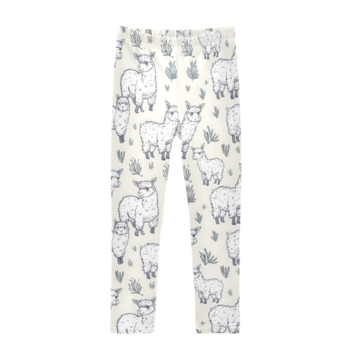 Alpacas Hand Drawn Girls Leggings Athletic Pants Tights Stretch Bottom