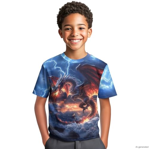 Image of WELLFLYHOM Kids Tshirts Girls Boys Short Sleeve Crewneck Tees Shirts Casual Sport Pullover Tops Size 3-16 Years