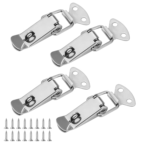 Lethra 4 Piezas Cierre de Resorte Acero Inoxidable, Cerradura de Palanca 73mm, Cierre de Tension con Ojo de Cerradura y Tornillos, para Puertas, Ventanas, Armarios y Cajas de Herramientas