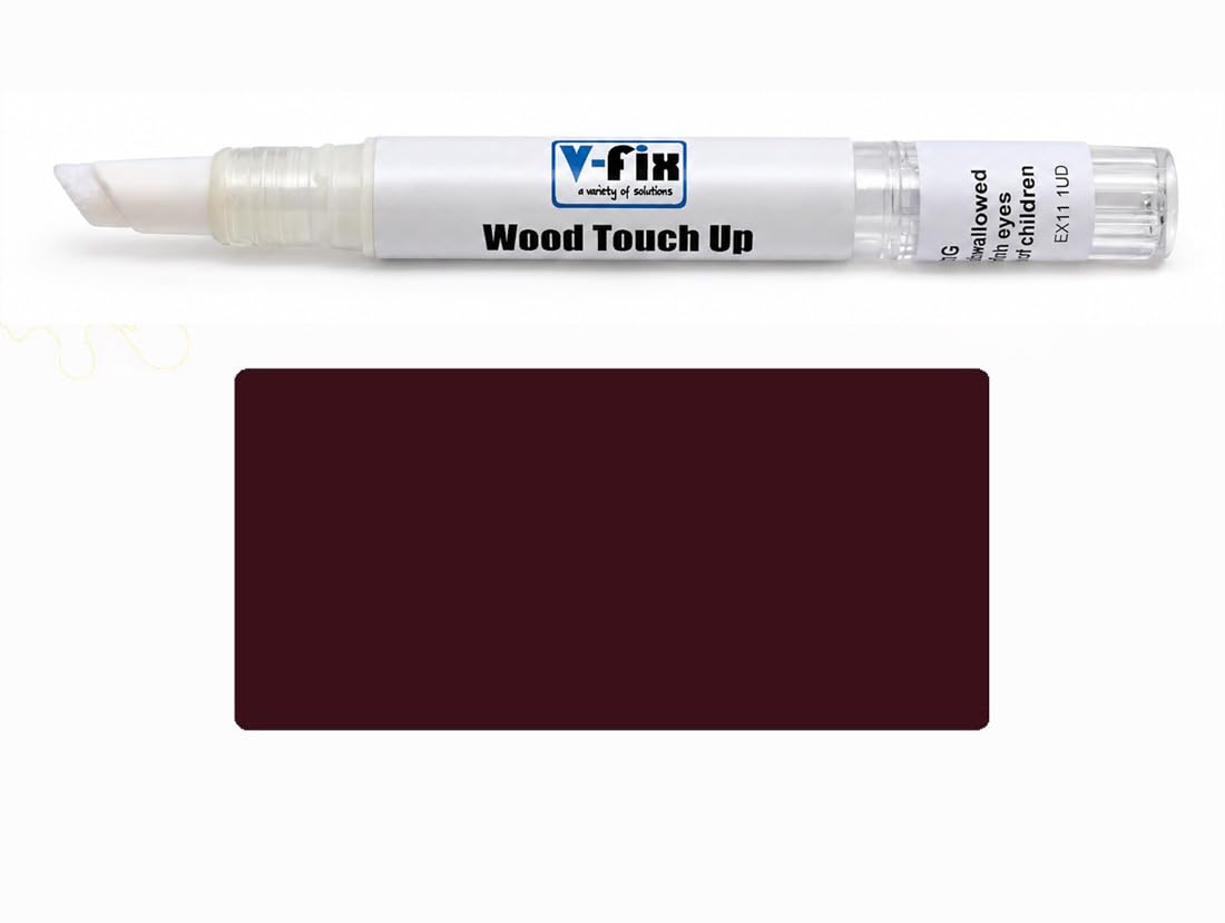 V-Fix Dark Red Wood Furniture Repair Paint Pen - Touch Up Scratches, Chips & Scuffs On Tables, Chairs, Cabinets, Kitchen Cupboards, Wardrobes & Veneer - Matt Finish - 3Ml (Dark Red)