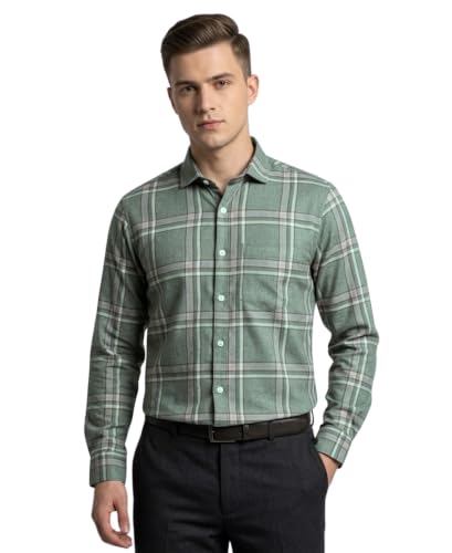 EXOTICA STYLE Men's Checks Formal Shirt | Full Sleeve Regular Fit (Available in Plus Size) - 2XL Green