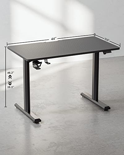 Image of FEZIBO Height Adjustable Electric Standing Desk, 44 x 24 Inches Stand up Table, Sit Stand Home Office Desk with Splice Board, Black