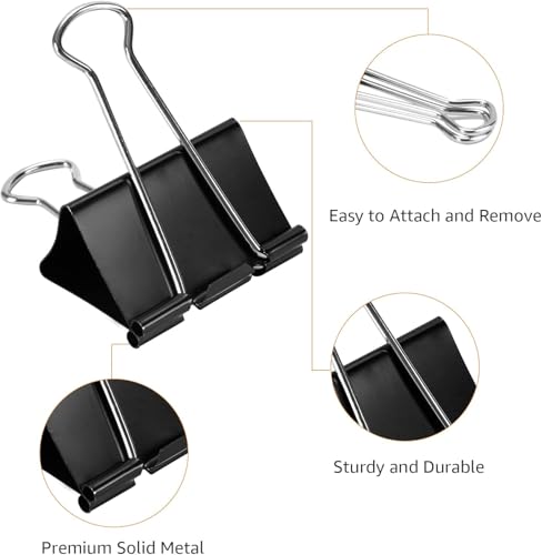 Amazon Basics Binder Clips, 0.31" Capacity, 3/4" Wide(Small), Black, 144 pcs image 7