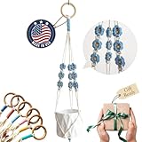 Macrame plant hanger with Daisies | Hanging plant holder | Macrame Plant hangers outdoor and indoor hanging planters Plant stand indoor Boho Decor hanging planter stand/plant shelf (Cloudy Day)