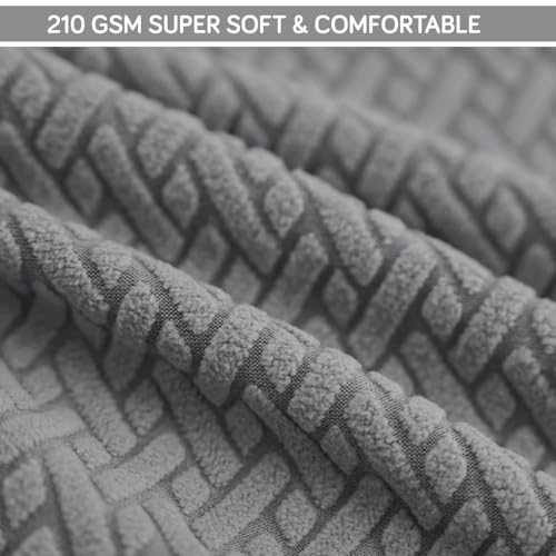 Image of HOKIPO Premium Jacquard Stretchable Swivel Chair Cover High Armrest Slipcover, Grey (NEW-AR-5356-GRY)