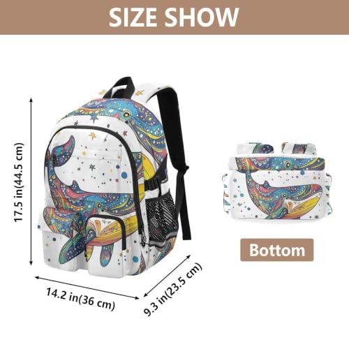 Mochila escolar de ballena azul para adolescentes y viajes 3