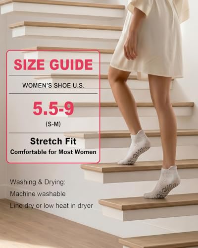 Image of yeuG Pilates Socks for Women Non Slip Grip Socks for Yoga, Barre, Hospital, Barefoot Grippy Yoga Sock Womens Gifts 4 Pairs