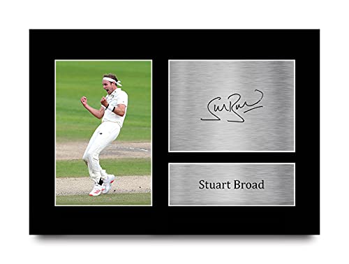 HWC Trading A4 Stuart Broad England Cricket Team Gifts Printed Signed Autograph Picture for Cricketer Memorabilia Fans