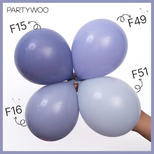 Image of PartyWoo Dusty Purple Balloons 50pcs Lavender Lilac Boho Neutral Color | 12 Inch Balloons for Graduation Bridal Shower Wedding Engagement Cat Tornado Theme Birthday Party Decorations Purple-F49