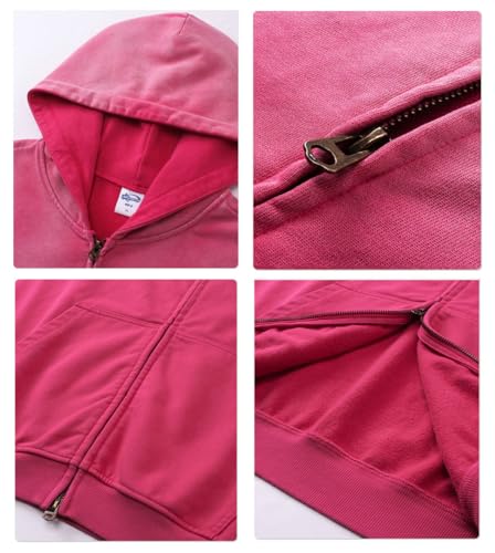Acid Wash Mens Zip up Hoodies Vintage Womens Hooded Sweatshirt with Pockets Unisex Tops 6