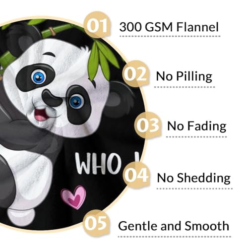 Mercuryelf Custom Panda Throw Blanket - Soft, Fuzzy & Warm - 60x80 Inches Flannel Blankets for Bed, Couch - Black Cute Throws Gift for Women